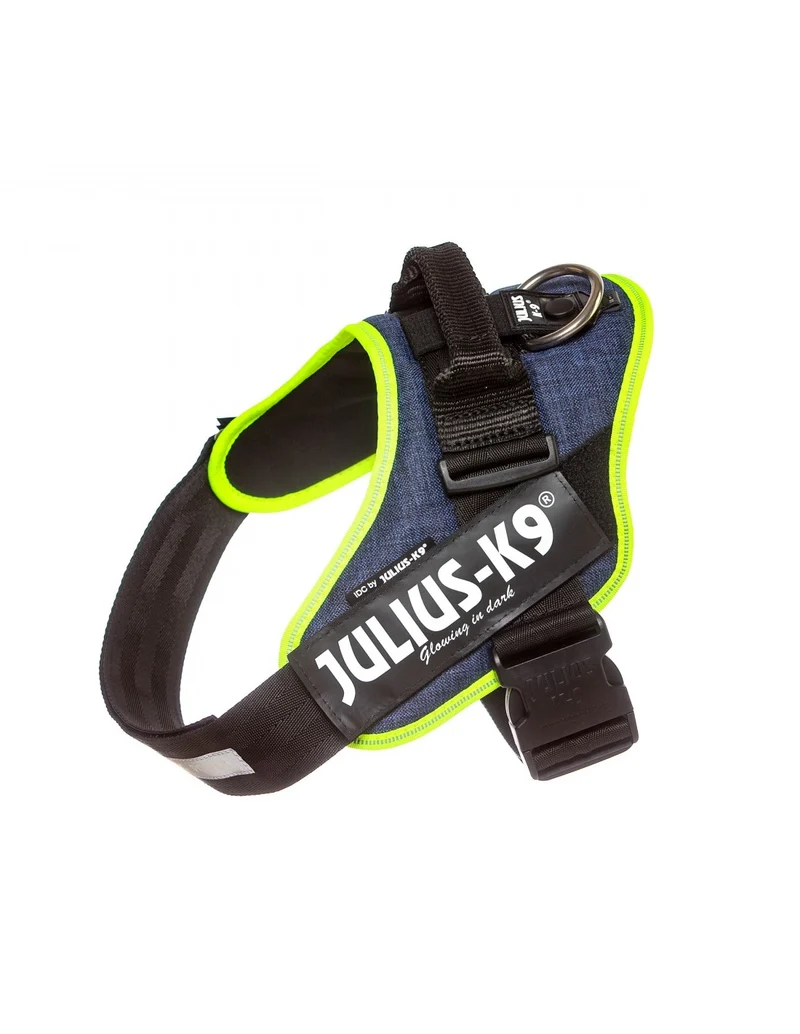 🐾 Arnés JULIUS-K9 IDC Powerharness Vaquero y Neón para Perros | Comodidad, control y diseño profesional