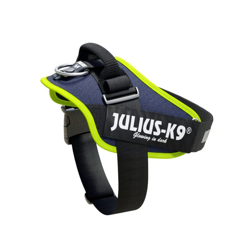 🐾 Arnés JULIUS-K9 IDC Powerharness Vaquero y Neón para Perros | Comodidad, control y diseño profesional