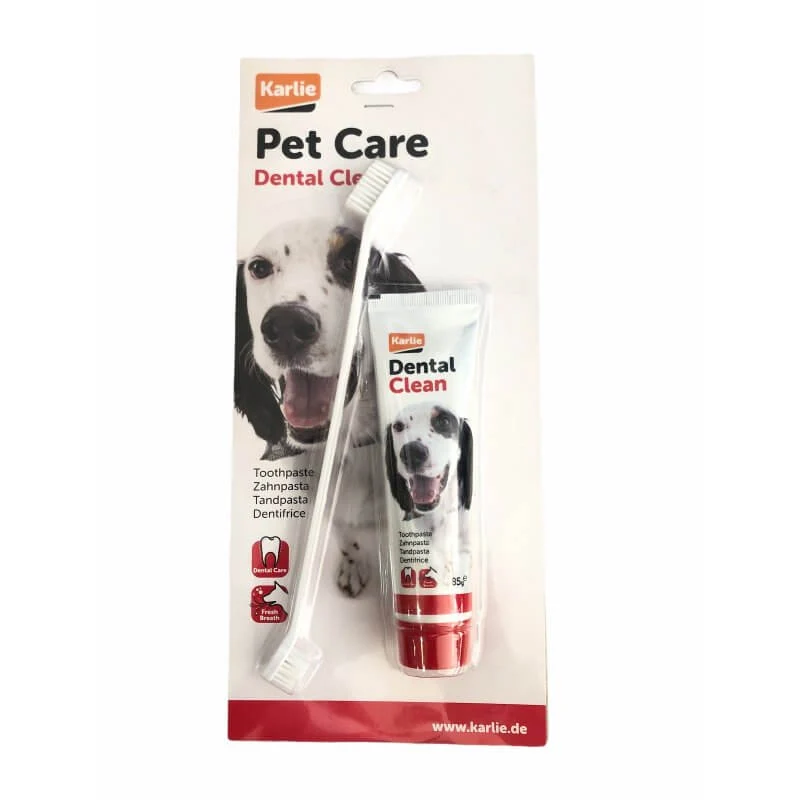🦷 Karlie Flamingo Pet Care | Pasta dental + cepillo doble cara para perros (85 g)