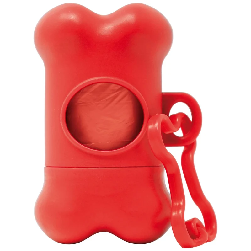 Dispensador Rojo con Mosquetón + 15 Bolsas Higiénicas Mascota