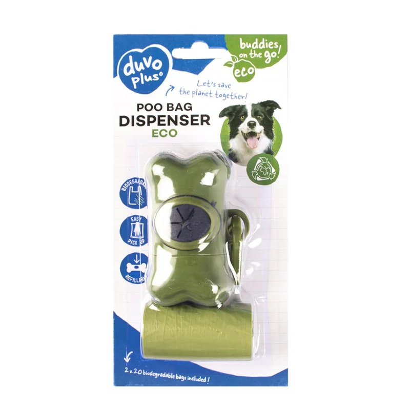 🦴 DUVO Dispensador Hueso con 2x20 Bolsas Higiénicas para Perros
