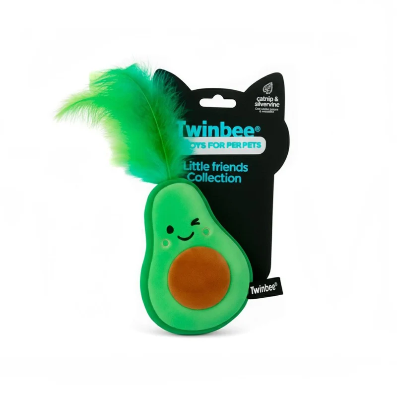 Twinbee Cat Toy Aguacate con Plumas