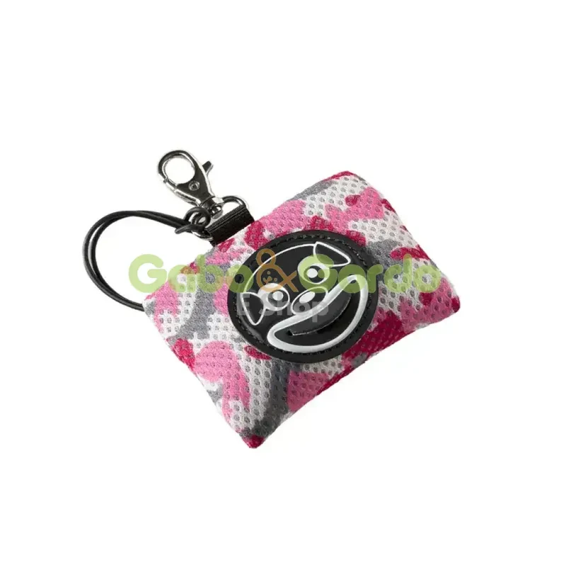 Dispensador de Bolsas para Mascotas TRE PONTI Smile Dog Rosa Camuflaje | Accesorio Práctico y Silencioso para Paseos