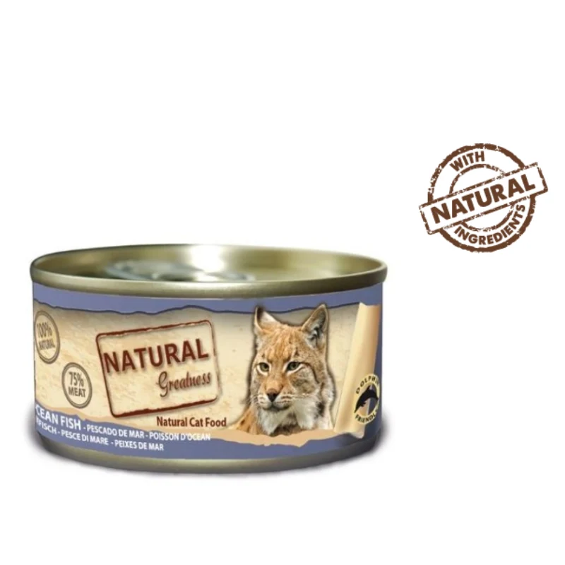 COMIDA HUMEDA GATOS NATURAL GREATNESS LATA PESCADO 12X70 G