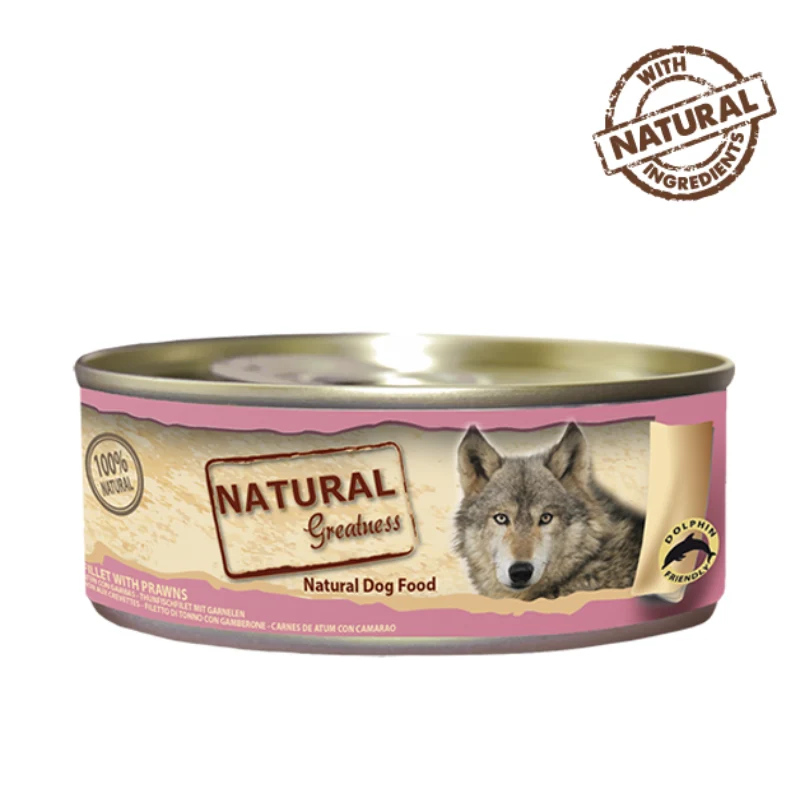 COMIDA HUMEDA PERROS NATURAL GREATNESS FILETE DE ATUN CON GAMBAS 12X156 GRAMOS