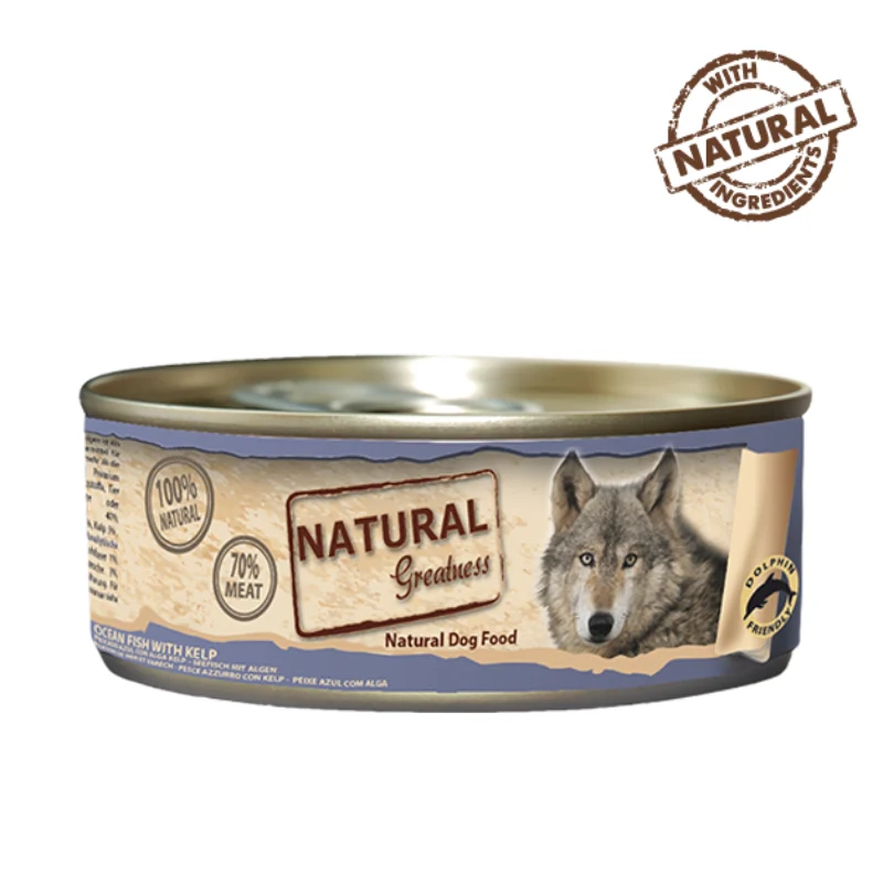 COMIDA HUMEDA PERROS NATURAL GREATNESS PESCADO DE MAR CON KELP 12X156 GRAMOS