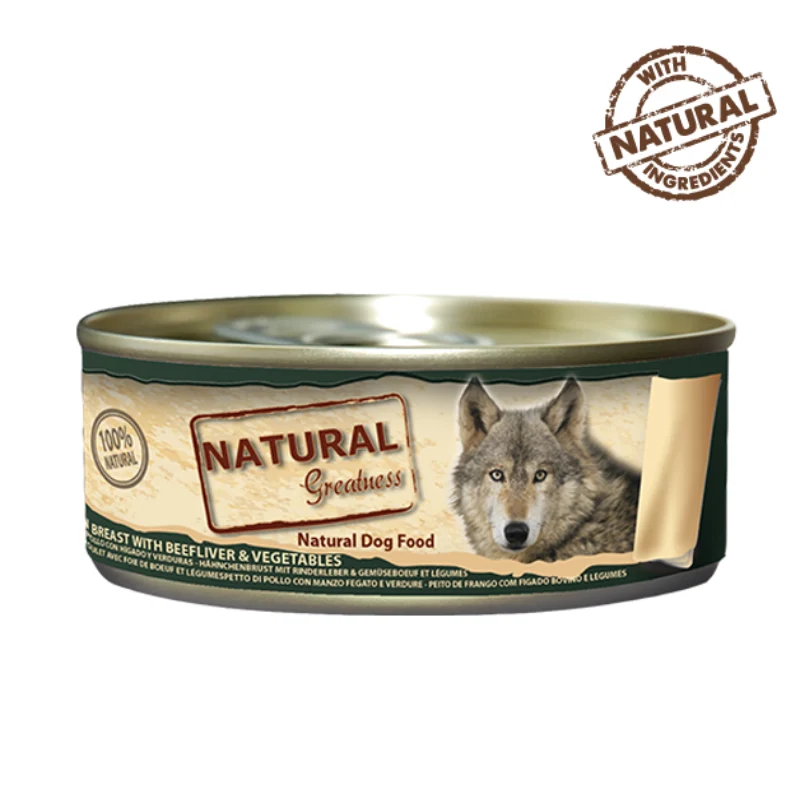 COMIDA HUMEDA PERROS NATURAL GREATNESS PECHUGA DE POLLO CON HIGADO Y VERDURAS 12X156 GRAMOS