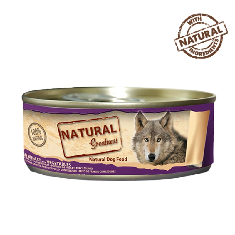 COMIDA HUMEDA PERROS NATURAL GREATNESS PECHUGA DE POLLO CON VERDURAS 12X156 GRAMOS