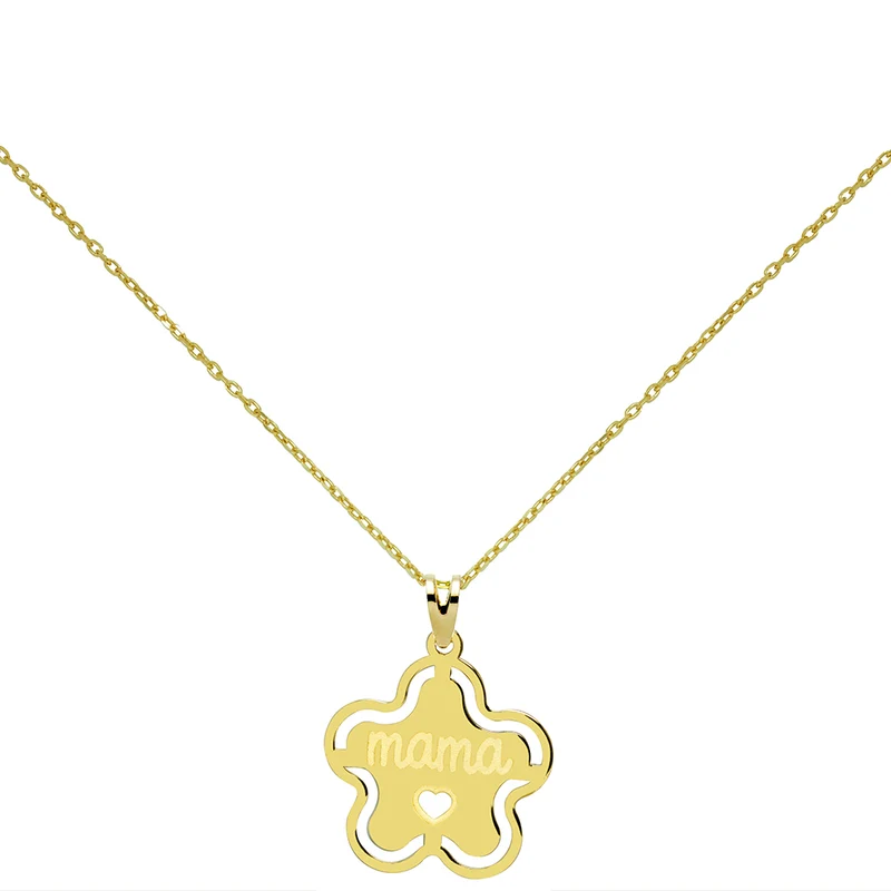 Collar Estrella Mamá de Oro 18K con Corazón