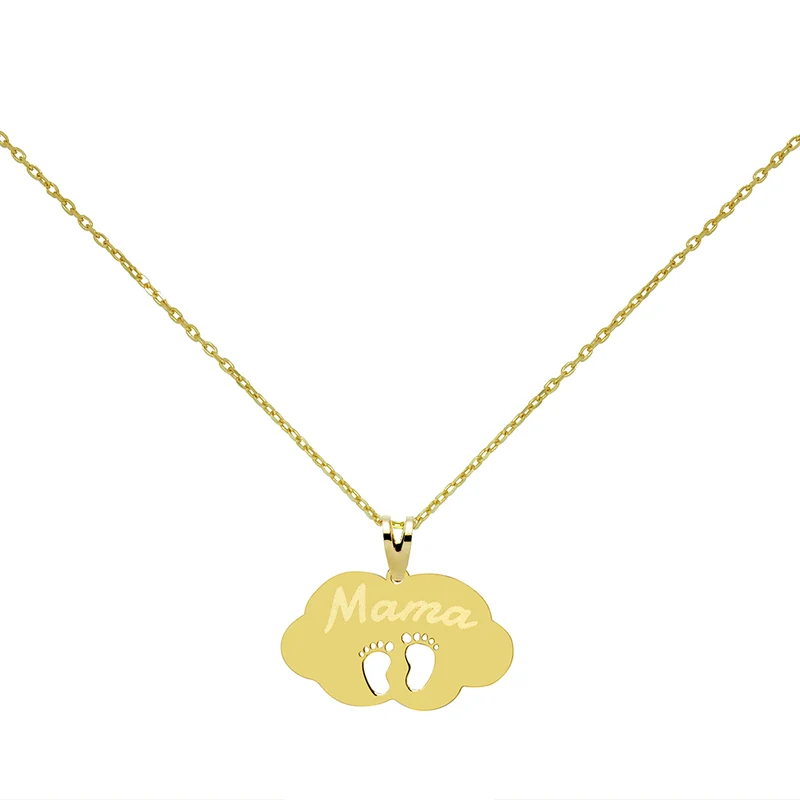Collar de Oro 18K con Huella de Bebé