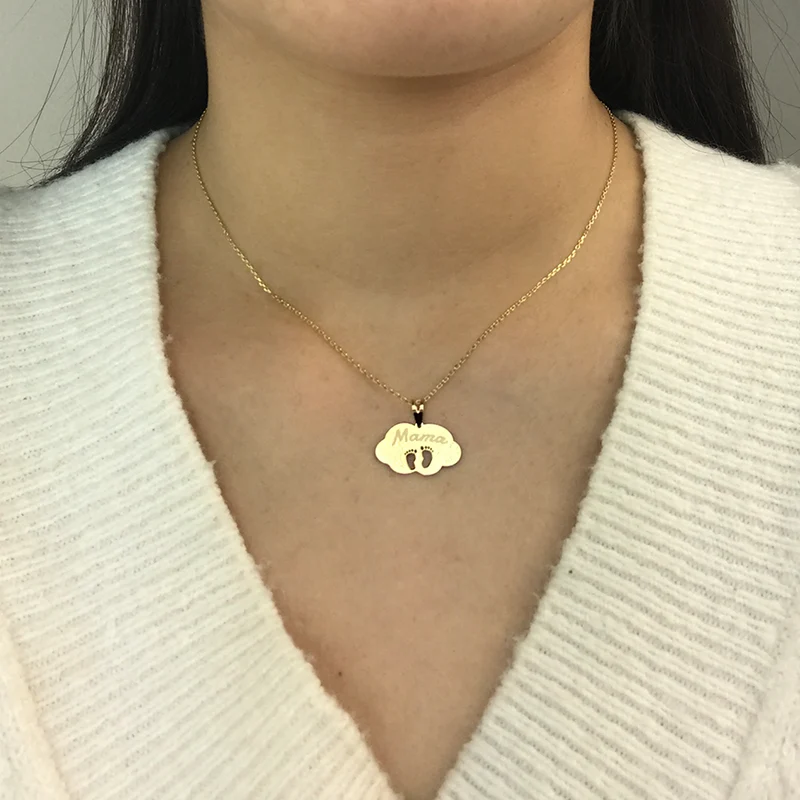 Collar de Oro 18K con Huella de Bebé
