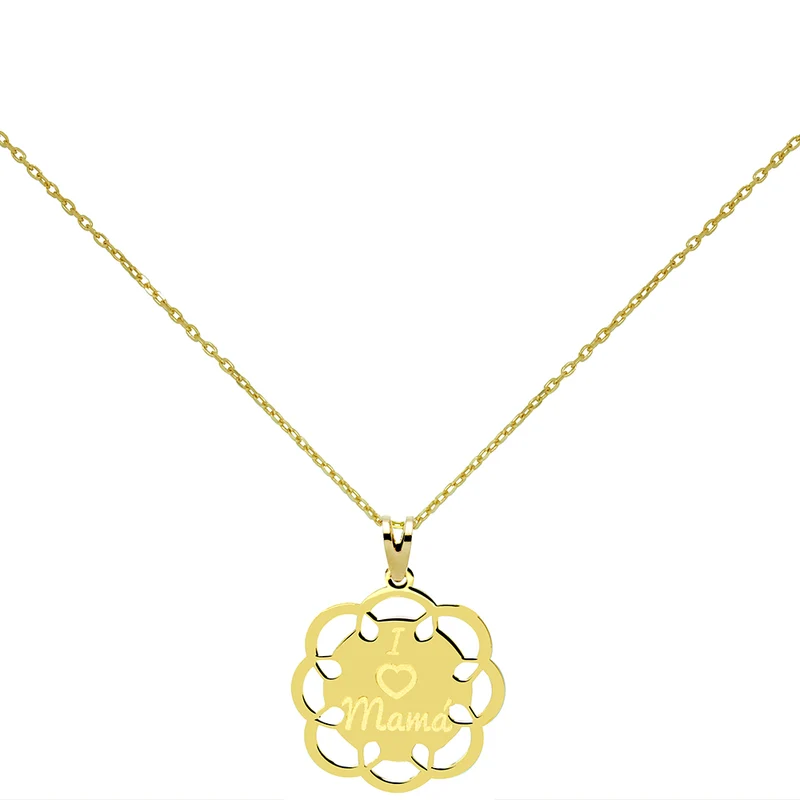 Collar Medallón Mamá de Oro 18K
