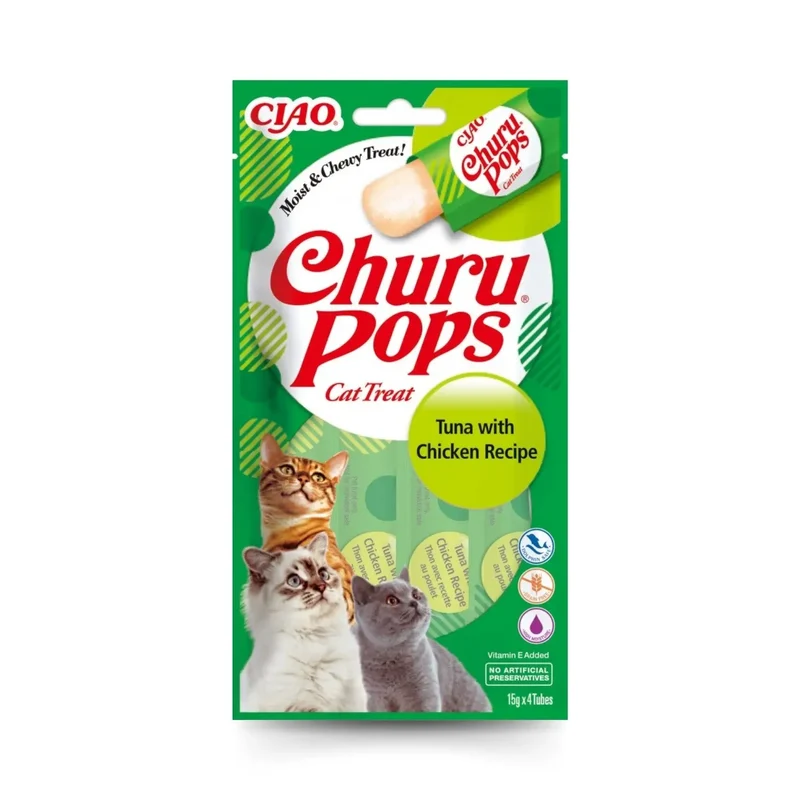 Churu CAT Pops Receta Pack 4x15 g | Snack Líquido para Gatos