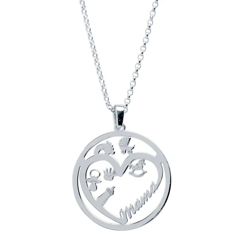 Collar Corazón Mamá de Plata 925