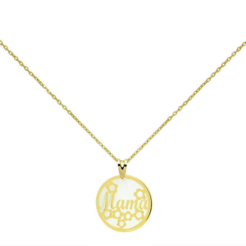 Collar Nácar Mamá Flores de Oro 18K