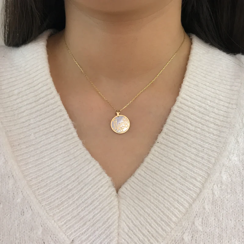 Collar Nácar Mamá Flores de Oro 18K