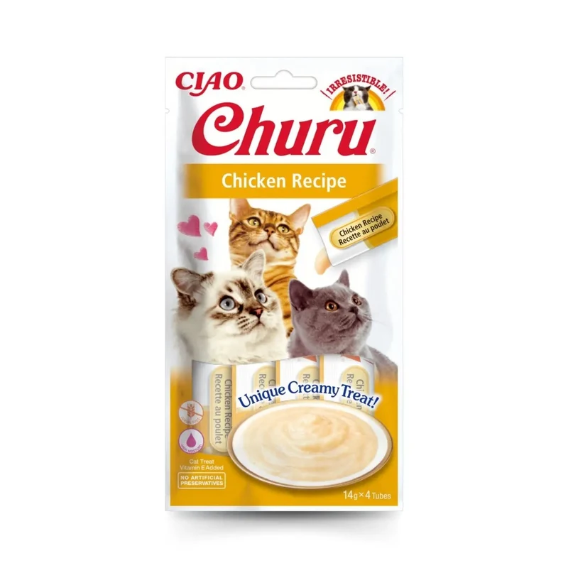 Churu CAT Receta Pack 4x14 g | Snack Líquido para Gatos