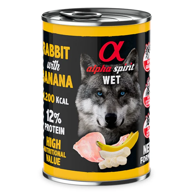 ALPHA SPIRIT HUMEDO CONEJO CON PLATANO 6X400 GR