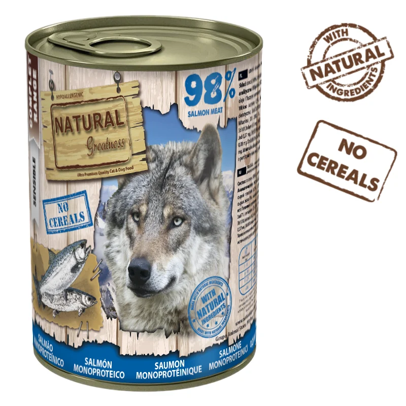 COMIDA HUMEDA PERROS NATURAL GREATNESS MONOPROTEICO SALMON 400 GRAMOS