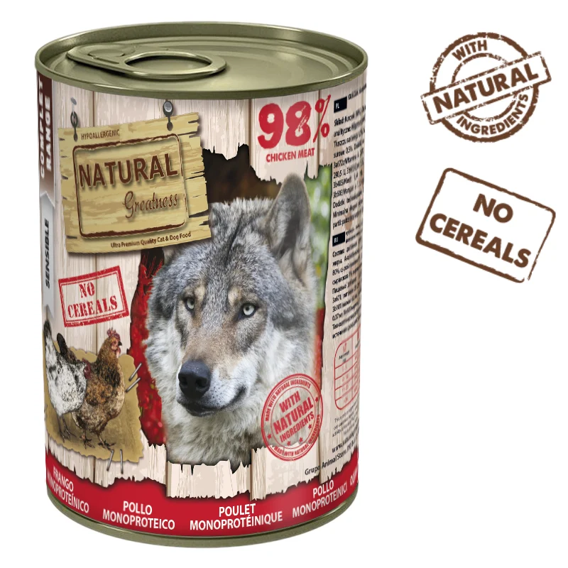 COMIDA HUMEDA PERROS NATURAL GREATNESS MONOPROTEICO POLLO 400 GRAMOS