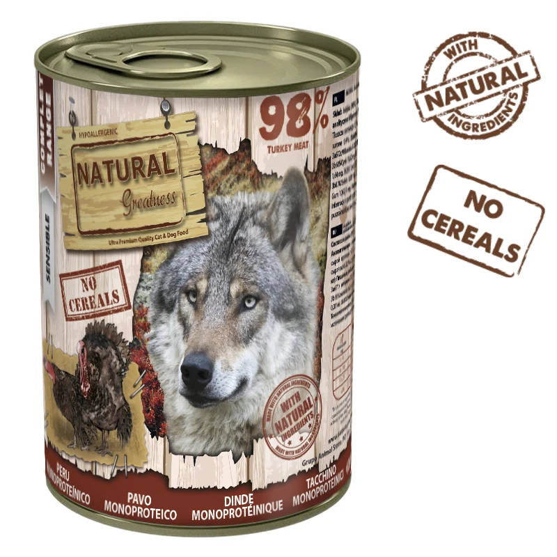 COMIDA HUMEDA PERROS NATURAL GREATNESS MONOPROTEICO PAVO 400 GRAMOS