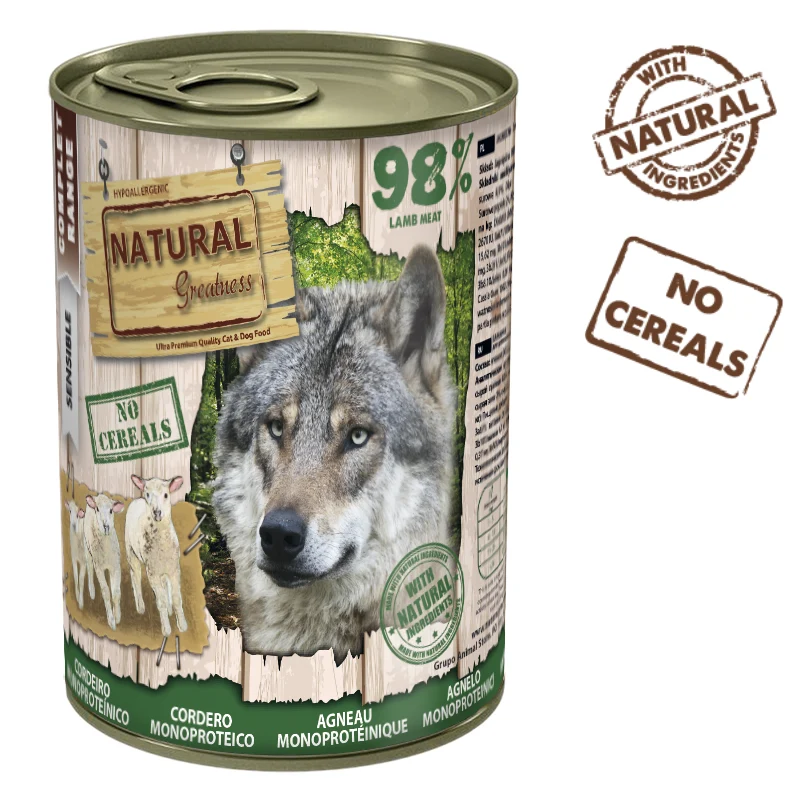 COMIDA HUMEDA PERROS NATURAL GREATNESS MONOPROTEICO CORDERO 400 GRAMOS