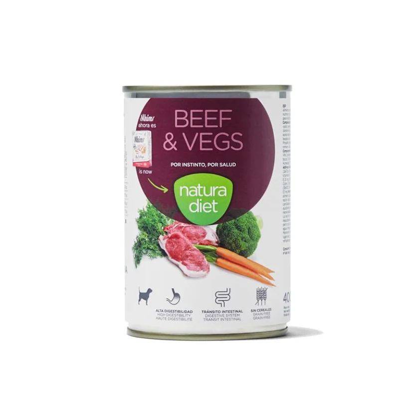 COMIDA HUMEDA PERROS NATURA DIET CARNE Y VERDURAS 12X400 GRAMOS