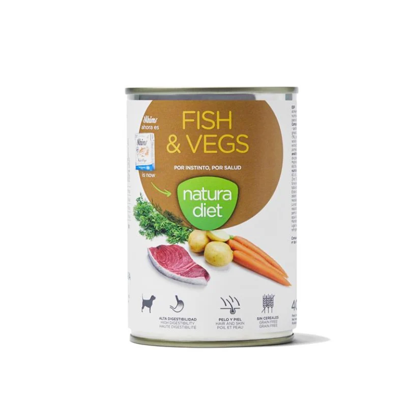 COMIDA HUMEDA PERROS NATURA DIET NATURAL PESCADO Y VERDURAS 12X400 GRAMOS