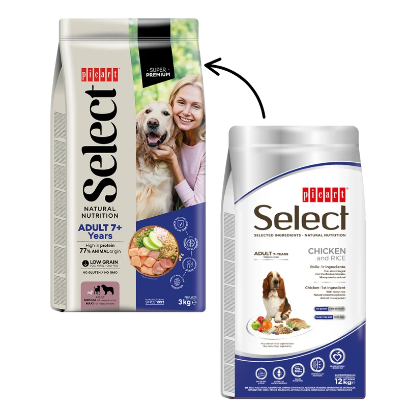 Picart Select Adult 7+ Years Chicken & Rice Pienso para Perros con Pollo y Arroz
