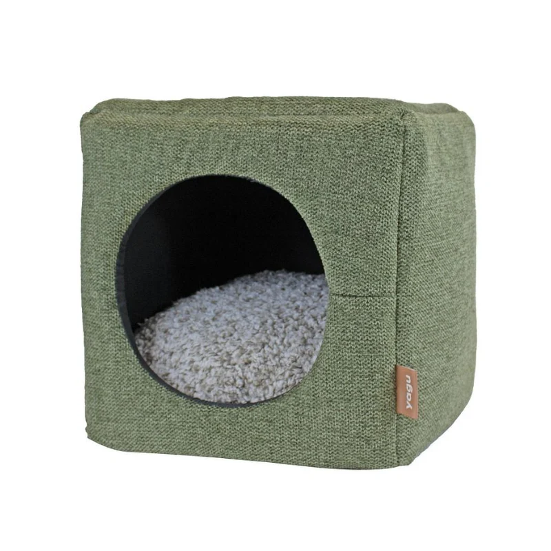 CAMA CUBO CONVERTIBLE PERROS Y GATOS LYON MENTA YAGU 33 x 33 x 33 CM
