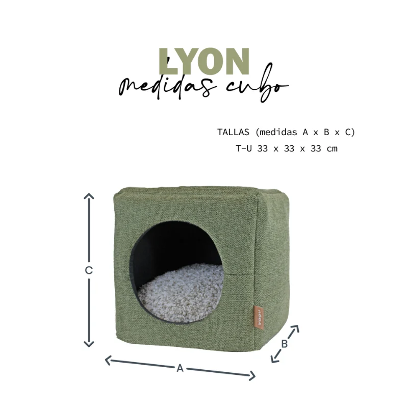 CAMA CUBO CONVERTIBLE PERROS Y GATOS LYON MENTA YAGU 33 x 33 x 33 CM
