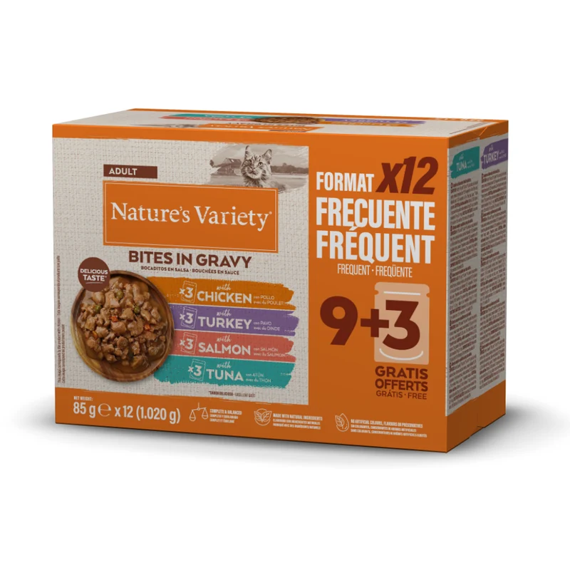 Nature'S Variety Cat Pack 12 Bocaditos en Salsa Surtido de Sabores 85 g