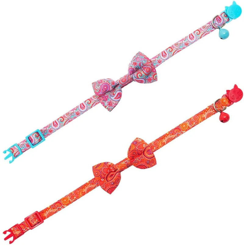 BINGPET 2 collares para gatos con campana, collar de seguridad ajustable para gatos, gatitos, cachemir