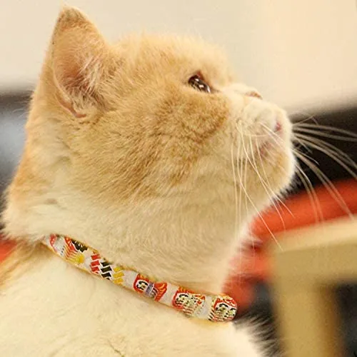 touchcat impreso collar de gato de nylon con cinturón de seguridad 8 – 12 inches