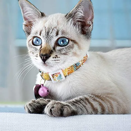 touchcat impreso collar de gato de nylon con cinturón de seguridad 8 – 12 inches