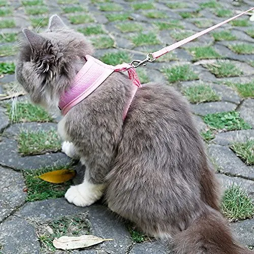 worderful malla gato arnés con correa para mascotas arnés Juego gato caminar chaleco para gatito
