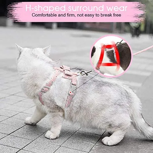 Arnés y tracción para gatos y mascotas, a prueba de escape, correa reflectante para gato, chaleco para gatos con patrón de personalidad, arnés de lazo, cinturón suave ajustable, hebilla de seguridad para caminar al aire libre, antivuelco.