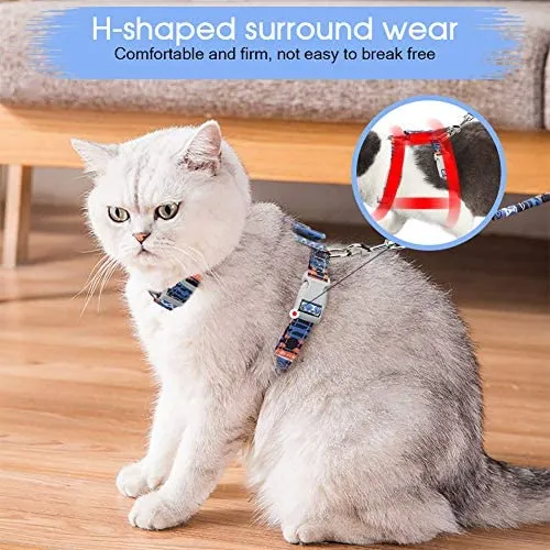 Arnés y tracción para gatos y mascotas, a prueba de escape, correa reflectante para gato, chaleco para gatos con patrón de personalidad, arnés de lazo, cinturón suave ajustable, hebilla de seguridad para caminar al aire libre, antivuelco.
