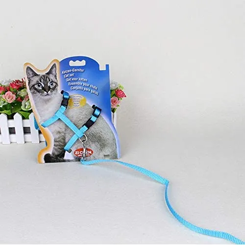 Gizhome - 2 arnés y correa ajustables de nailon para gato, color naranja y azul claro