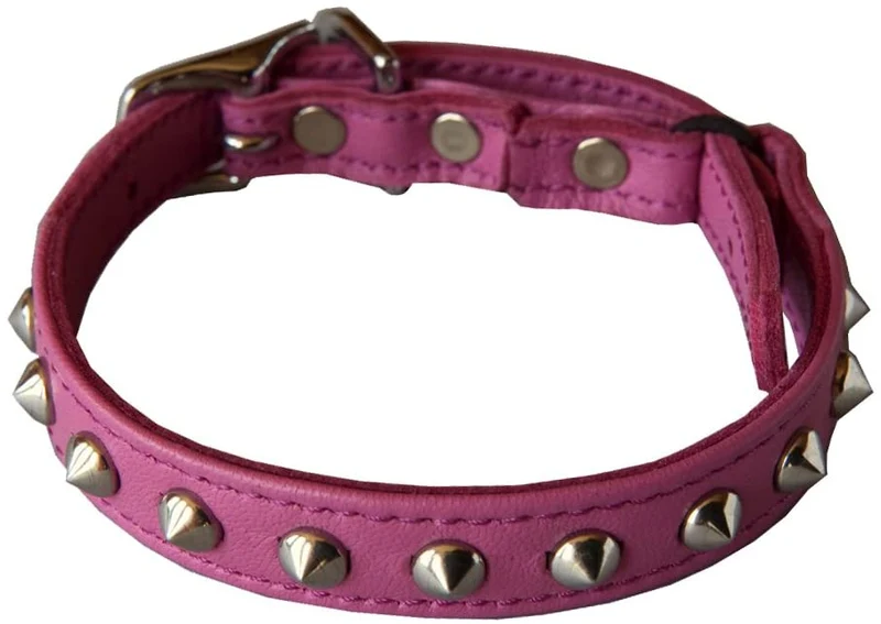 Outlaw Rosa Studded piel Seguridad gato collar
