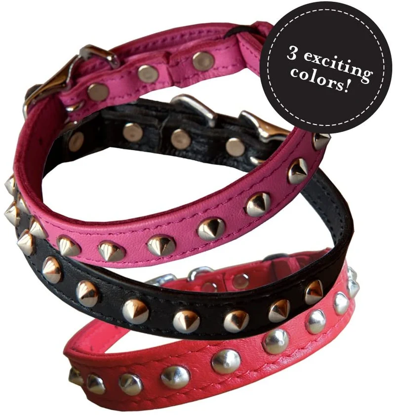 Outlaw Rosa Studded piel Seguridad gato collar
