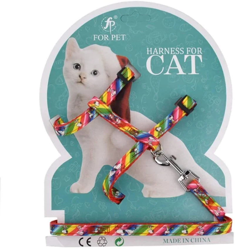 Stock Show - Arnés de nailon ajustable para gato pequeño, con correa, cuerda de seguridad para caminar