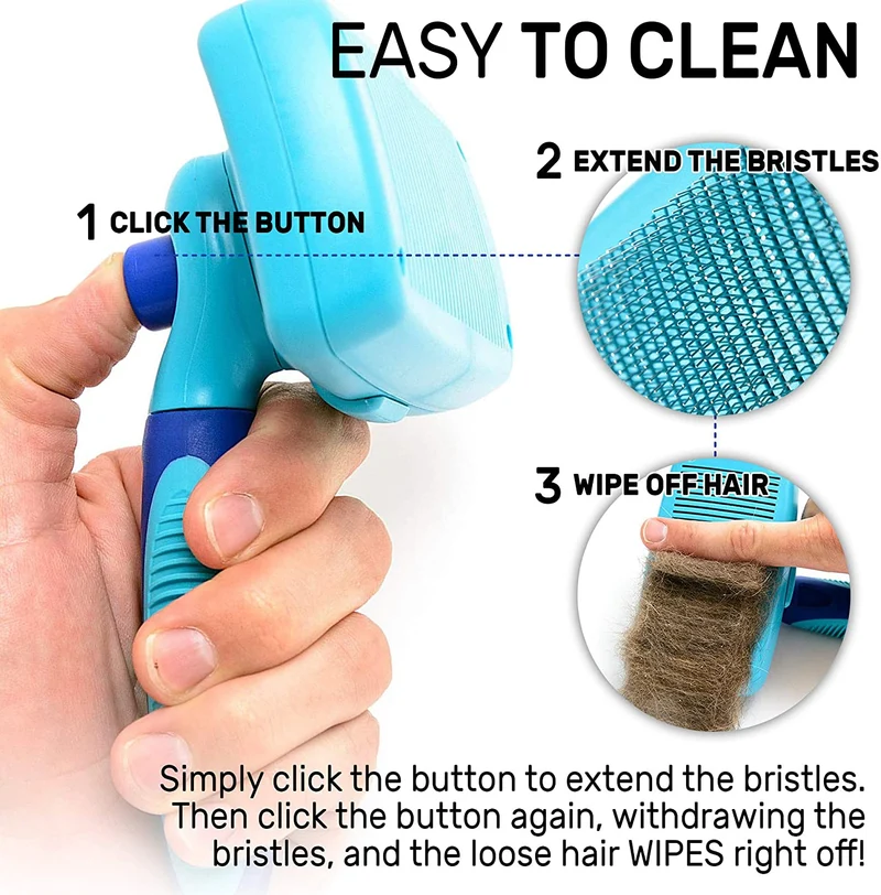 CleanHouse - Cepillo para el pelo para gatos, no más desprendimientos, fácil de limpiar, todos los tamaños de mascotas, de pequeño a grande. Este cepillo para cortar mascotas de aseo profesional elimina todo el cabello, enredos, limpia y desheds