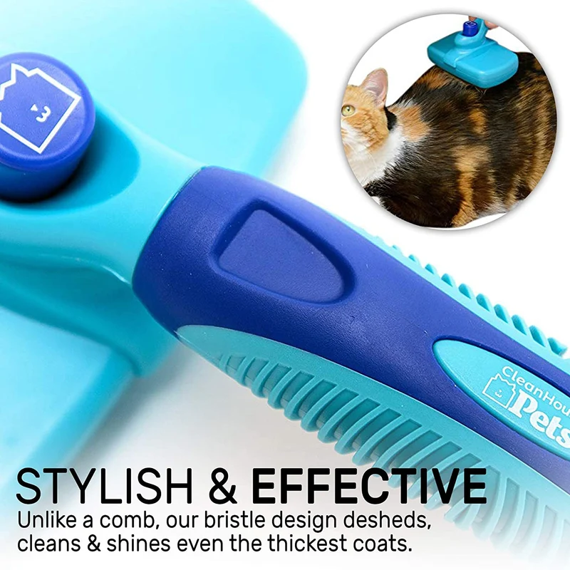 CleanHouse - Cepillo para el pelo para gatos, no más desprendimientos, fácil de limpiar, todos los tamaños de mascotas, de pequeño a grande. Este cepillo para cortar mascotas de aseo profesional elimina todo el cabello, enredos, limpia y desheds
