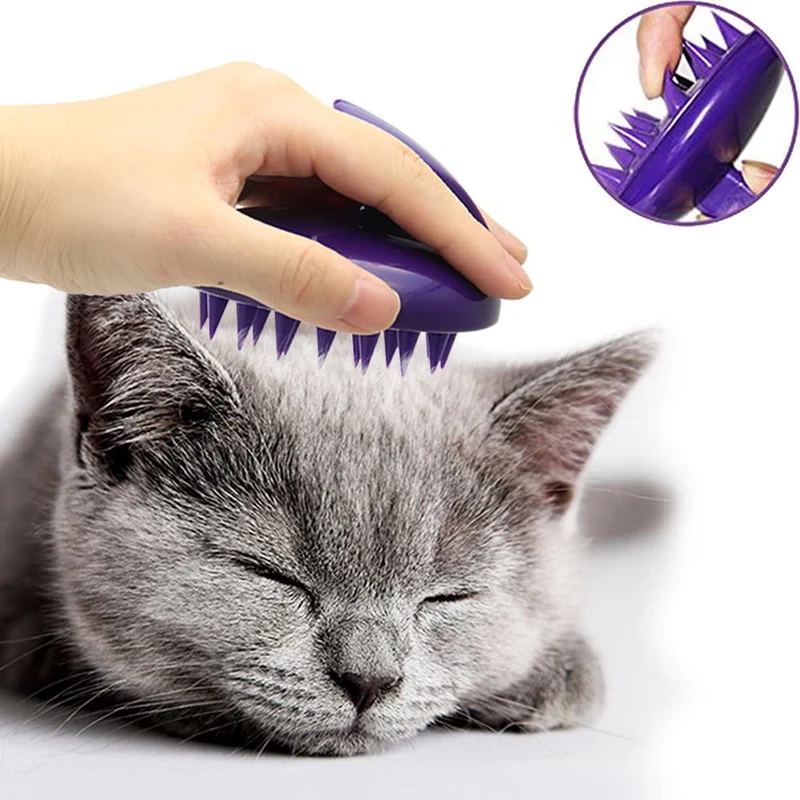 [Suave Silicona pines] celemoon Ultra suave silicona lavable masajes de gatos/cepillo para polvo de baño – seguro y sin arañazos – color morado...
