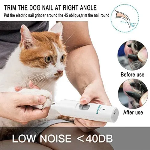 Invenho - Molinillo de uñas eléctrico para mascotas, cortadora de patas, pequeñas, medianas, grandes, gatos, pequeños animales portátiles, recargables, suaves y sin dolor, para aseo