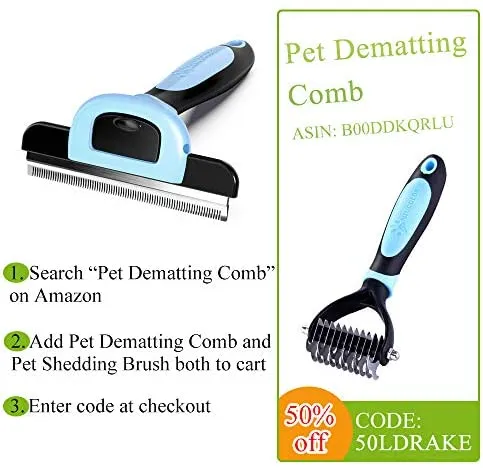 MIU COLOR Pet Deshedding Brush, Professional Grooming Tool, Effectively Reduces Shedding by Up to 95% for Short Hair and Long Hair Cats(4-inch Length Comb)