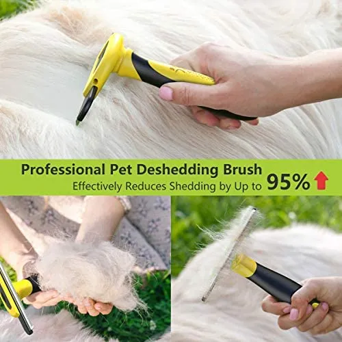 MIU COLOR Pet Deshedding Brush, Professional Grooming Tool, Effectively Reduces Shedding by Up to 95% for Short Hair and Long Hair Cats(4-inch Length Comb)