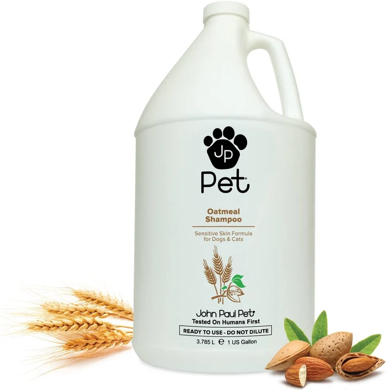 John Paul Pet Champú de harina de avena para gatos, fórmula de piel sensible calma e hidrata la piel seca y la piel