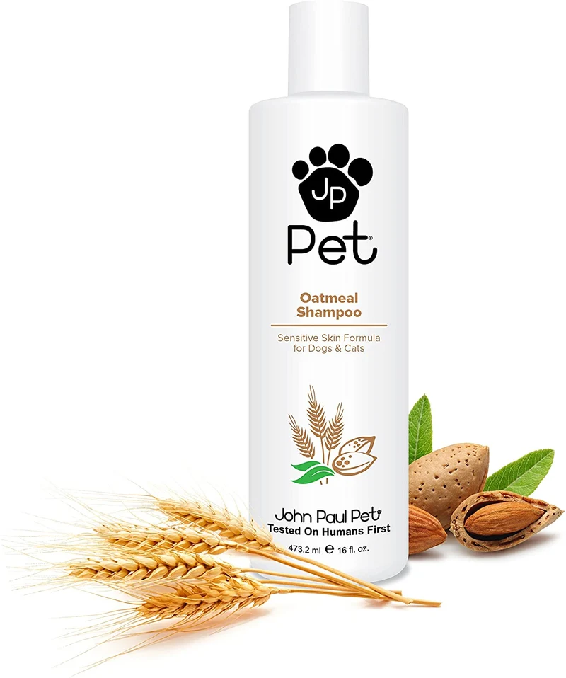 John Paul Pet Champú de harina de avena para gatos, fórmula de piel sensible calma e hidrata la piel seca y la piel